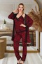 Black lace red black 3-piece pajama set - 2