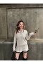Polo Collar Buttoned Sweater and Pleated Skirt Knitwear Set - 4