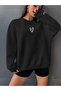 Oversized Unisex Women/Men's Crewneck Sweatshirt with Heart Print on the Sleeves and Front