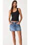 Women's Ribbed Look Thick Strap Basic Black Undershirt - 2