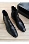 Black Khaki Leather Classic Toe Men's Boots - 2