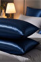 Navy Blue Silk Satin Pillowcase 50 X 70 Set of 2 - 2