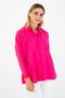 Women's Pink Oxford Textured Fabric Relaxed Fit Pocketed Shirt Poplin - Stylish and Practical
