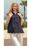 Women’s Black Cotton Eyelet Embroidered Top – Chic Summer Blouse - 7