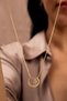 Crescent Design Gold Color Steel Necklace with Stone Detail