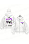 Oversized Zippered White Unisex Hooded Cardigan with Mask Detail