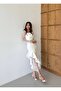 Women's Feather-Detail Lace and Rhinestone Imported Fabric Dress - 4