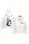 Oversized Zippered White Unisex Hooded Cardigan with Mask Detail