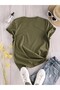 New York City Design Printed Women's Khaki Green Cotton T-Shirt - 2