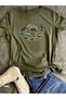 Kiss Military Camouflage Design Printed Women's Khaki Green Cotton T-Shirt