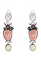 Vintage Stone Flower Earrings - 2