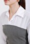 Bdart Shirt Collar and Bow Detail Color Block Mini Dress - 4