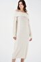 Bdart Plus Size Ribbed Knitted Midi Dress Madonna Neckline