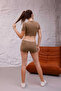 Women's Brown Short T-Shirt Shorts Set Msc8002 - 8