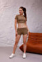 Women's Brown Short T-Shirt Shorts Set Msc8002 - 3