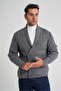 Men's Dark Gray Shawl Collar Six Button Double Breasted Wool Coat Cardigan Trist-5353 - 2