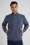 Men's Indigo Pocket Zippered Walking Hair Braided Wool Cardigan Trist-5355 - 2
