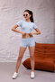 Women's Light Blue Short T-Shirt Shorts Set Msc8002
