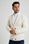 Men's Bone Shawl Collar Six Button Double Breasted Wool Coat Cardigan Trist-5353 - 4