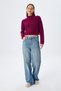 6855 Women's Stand Collar Hair Braided Knitwear Sweater Purple - 2