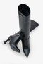 Women's Buckled Side Zipper Heeled Pointed Toe Casual Boots Kilves Black - 2