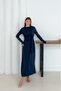 Women's Anthracite Modal Fabric Long Dress with Side Tie Detail - 2
