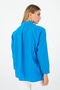Women's Blue Oxford Textured Fabric Relaxed Fit Pocketed Shirt Poplin - Stylish and Practical - 4