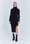 6889 Women's Fisherman Slit Long Knitwear Dress Black