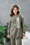 Women's Stone Detail Printed Top Sweatshirt