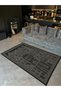 Mosso Black Home Themed Pattern Modern Decorative Carpet Mosso493 - 2