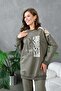 Women's Stone Detail Printed Top Sweatshirt - 4