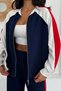 Women's Paneled Mandarin Collar Detailed Zip-Up Sporty Chic Modal Set - 5