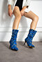 Helen Cobalt Blue Snake Skin 7 cm Heel Pointed Toe Booties Bottie