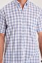 Men's Regular Fit Classic Cut Oversized 100% Cotton Linen Texture Pocketed Checked Short Sleeve Shirt - 3