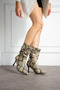 Helen Beige Snake Skin 7 cm Heel Pointed Toe Booties Bottie - 3