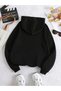 Women's Zipper Cute Bear Printed Hooded Black Gray Hoodie Sweatshirt Oversize - 2