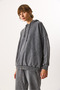 Women's Hooded Regular Fit Washed Sweatshirt 100% Cotton - Anthracite - 6