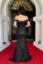 Sequin Fabric Boat Neck Evening Dress - Black - 5