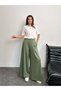 High Waist Pleated Detail Wide Leg Pants 8909 - Green - 5
