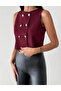 Burgundy Lily Six Buttoned Knitwear Vest - 2
