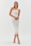 Single Strap Buckle Midi Tulle Dress White - 2