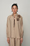 Women's Double Rose Embroidered Solid Color Shirt on the Front