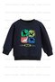 Scooter and Dinosaur Printed 3-Pack Unisex Beige-Navy Blue-Brown Children's Sweatshirt - 4