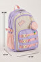 Luxury Imported Fabric Girl's School Bag - Elementary & Middle School Backpack with 6 Accessory Buckles as Gifts - 4
