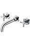 Wall Mounted Basin Mixer Tap with Double Cross-head Handles Brass Chrome