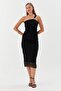 Single Strap Buckle Midi Tulle Dress Black