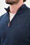 Gray Slim Fit Zippered Half Turtleneck Men's Knitwear Sweater Navy Blue - 11548.25K - 2