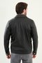 Straight Slim Fit Bag Pocket Shirt Collar Faux Leather Men's Coat Black - 39646.25K - 4