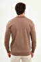 Striped Slim Fit Polo Neck Men's Knitwear Sweater Milk Coffee - 11559.25K - 3