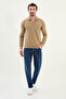 Striped Slim Fit Polo Neck Long Sleeve Cotton Men's T-Shirt Mink - 36860.25K - 3